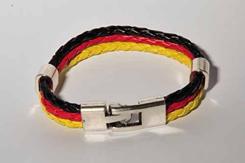 Armband PU Lederarmband Kordelarmband Fanartikel Fussball 2014 WM & EM Länder Style geflochten Flagge Trikot (Deutschland)