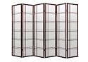 Premium Quality - 72" Double Cross Folding Shoji Privacy Floor Screen - 6 Panel Cherry Rosewood