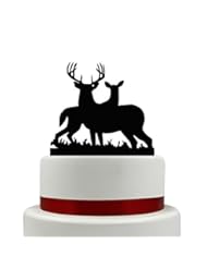Kitchen: Cute Lover Deer Wedding Acrylic Cake Topper Personalized Heart with Name Cake Topper Birthday Cake Topper - etnecklace