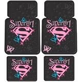 Supergirl DC Comics Stars & Butterflies 4 Pc Front & Rear Floor Mats Plus Bonus Matching Decal
