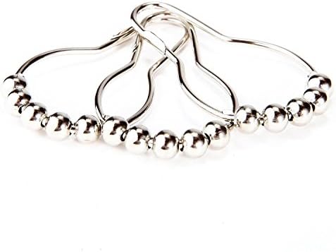 Set of 12 Silver Heavy Duty Shower Curtain Rings Hooks Bathroom Poles Rod