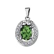 14K White Gold Green Tourmaline and Diamond Pendant