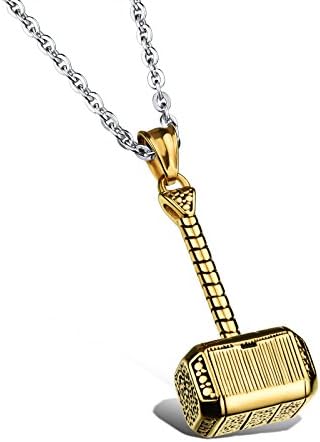 Kaariag Punkin™ Stainless Steel Thor Hammer Pendant Mens Necklace