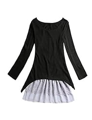 Pleated Lace Cotton/Knit Spring Fall Winter Sweater  Dress