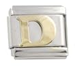 SilverBin Gold Tone Letter Initial D Stainless Steel Italian Charm Link