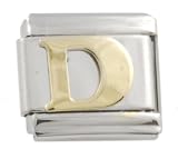 SilverBin Gold Tone Letter Initial D Stainless Steel Italian Charm Link