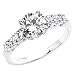 14K White Gold Round-cut CZ Cubic Zirconia Ladies Solitaire Wedding Engagement Ring Band