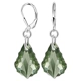 SCER304 Black Diamond Genuine Swarovski Crystals Sterling Silver Leverback 1.25 Long Dangle Earrings