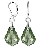 SCER304 Black Diamond Genuine Swarovski Crystals Sterling Silver Leverback 1.25