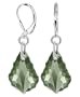 Black Diamond Swarovski Crystal Sterling Silver Leverback 1.25" Long Dangle Earrings