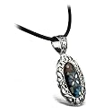 Sterling Inlay Flower Pendant on Black Leather Cord