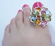 Multi with Silver BIG Toe Ring
