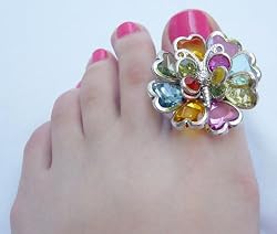 Multi with Silver BIG Toe Ring