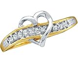 Diamond Heart Ring 10k White Yellow Gold Band (0.05 Carat)