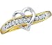 Diamond Heart Ring 10k White Yellow Gold Band (0.05 Carat)