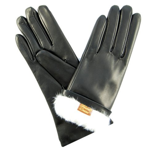 Italian Rabbit Fur Gloves Size 8 1/2 Color BLK By Fratelli Orsini (ER4003)
