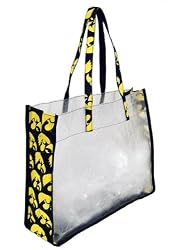Iowa Hawkeyes Tote Bag University of Iowa with Clear Sides and Cotton Fabric - SEE Through Thru Bag for School Events or Beach GIFT IDEA for MEN Women Ladies MOM Mother or Dad Teachers and Travelers