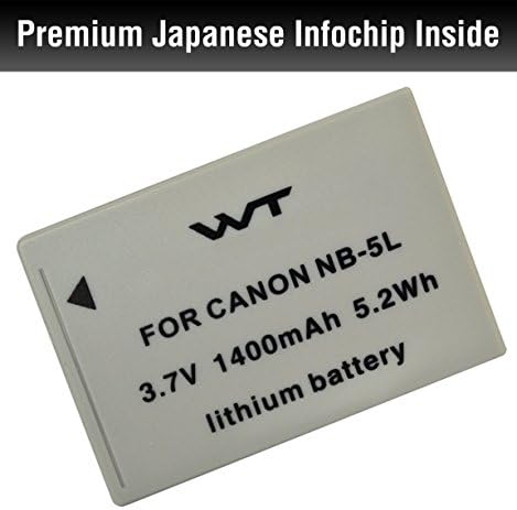 WT Nixxell Battery for Canon NB-5L CB-2LX and Canon PowerShot S100, S110, SD700 IS, SD790 IS, SD800 IS, SD850 IS, SD870 IS, SD880 IS, SD890 IS, SD900 IS, SD950 IS, SD970 IS, SD990 IS, SX200 IS, SX210 IS, SX220 IS, SX230 HS (Fully Decoded)
