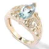 14K Rose or Yellow Gold Diamond & Morganite or Aquamarine Ring