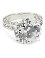 CZ by Kenneth Jay Lane "Trend Cubic Zirconia" Rhodium-Plated Overstated Round Cocktail Ring, Size 7