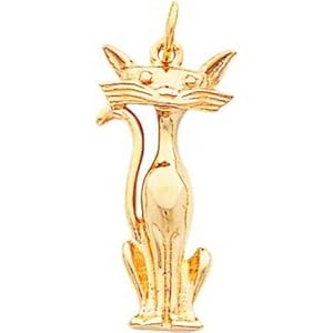 14K Gold Cat Charm Jewelry