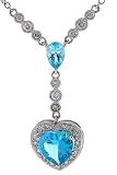 18k White gold and diamond Blue Topaz heart-shaped necklace