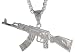 Sterling Silver 2 7/16 (62 mm) Long Diamond Cut AK47 Pendant