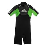 41RBJieEvzL. SL160  Quiksilver Syncro Flatlock Short Arm Spring Suit   Kids 14   Black Green