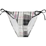 FULL TILT Womens Plaid Swimsuit Tie Side Bottom - Gray