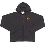 Iowa Hawkeyes NCAA Hoody Full Zip Hooded Sweatshirt For Women (Black)