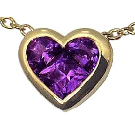 0.80 cts Genuine Invisible Set Amethyst Pendant - 14kt White or Yellow Gold by Finejewelers