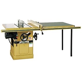 Powermatic 1660791K Model 66 10-Inch Left Tilt 5 Horsepower Cabinet Saw with 50-Inch Accu-Fence, 2 Cast Iron Extension Wings, Table Board, and Legs, 230-Volt 1 Phase