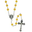 Light Brown Beaded Link Rosary With Saint Benedict Centerpiece and 5mm Round Beads - 28'' Necklace - 20'' Overall Length