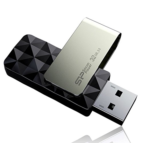 Silicon Power 32GB Blaze B30 USB 3.0 Swivel Flash Drive, Black (SP032GBUF3B30V1KNE)