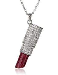 Betsey Johnson "Girlie" Crystal Lipstick Long Pendant Necklace, 30"