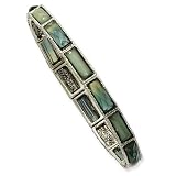 1928 Silver-tone Indian Sapphire Mother of Pearl Stretch Bracelet