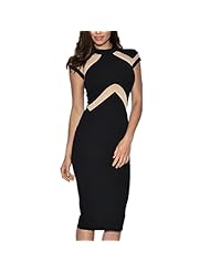 Turtleneck Short Cap Sleeves Polyester/Spandex Bodycon Dress/Midi Dress 