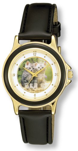 Unisex Gold-Tone Totally Adorable Kitten Watch, # 3185-2