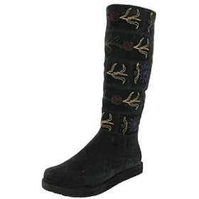 Buy VOLATILE Ramona R Ladies Tall Knee High Casual Suede Leather Embroidered Flower Boots Shoes... by Volatile