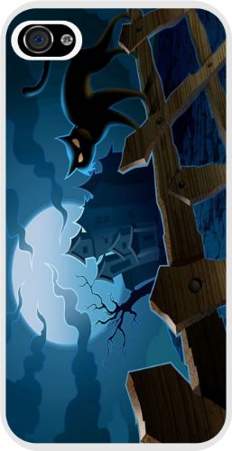 Rikki KnightTM Halloween Blue Sky Black Cat White Hard Case Cover for Apple iPhone® 4 & 4s Universal: Verizon - Sprint - AT&T - Unisex - Ideal Gift for all occassions!