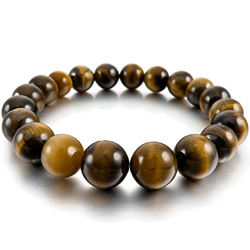 Men,Women's 10mm 12mm Bracelet Link Wrist Energy Stone Agate Brown Buddha Mala Beads