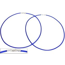 Rubber Cord Necklaces Blue 16" 2Pcs