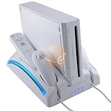 All in 1 Wii Stand Battery Charger Fan Cooler Remote Nunchuk Stand (COOL BL ....