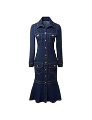 Mermaid Vintage Cotton/Denim/Elastane Long Sleeves  Dress