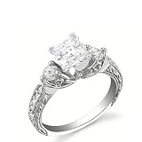 1.17 Carat Princess Diamond Three Stone Engagement Ring on 14K White Gold