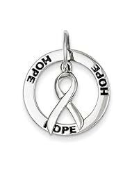 Sterling Silver Hope Circle & Cancer Awareness Ribbon Pendant