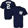Majestic New York Yankees #2 Derek Jeter Navy Blue Youth Players T-shirt