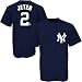 Majestic New York Yankees #2 Derek Jeter Navy Blue Youth Players T-shirt