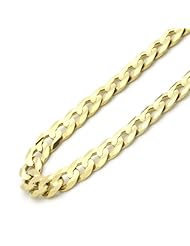 14K Gold 5mm Italian Concaved Light Curb Chain Necklaces ( Available Length 18", 22", 24", 26")