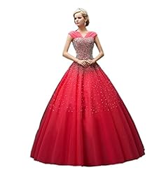 Tulle Lace-Up Sequined  Cap Sleeves  Ball Gown Quinceanera Dress 